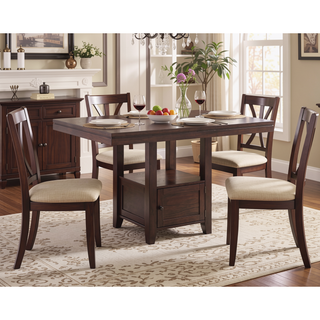 Sunvega Mindi Veneer and Asian Hardwood Espresso Counter Table with Storage