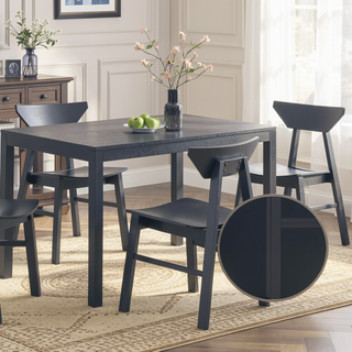 Sunvega Briar Black Finish Rectangular Dining Table with Fixed Wood Top