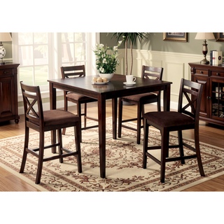 Sunvega Transitional Espresso Finish 5pc Dining Table Set with Cross Back Chairs