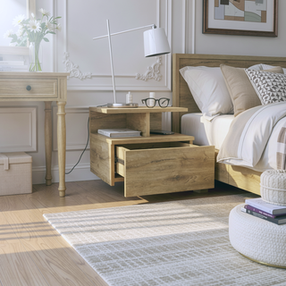 Sunvega Floating Nightstand with Drawer in Black Wengue Finish for Wall Assembly
