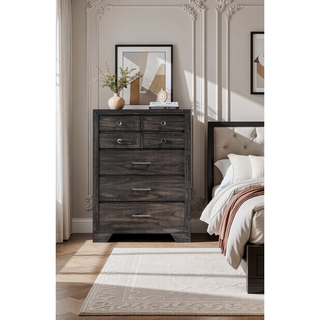 Sunvega Contemporary Dark Wood Finish Nightstand with Two Drawers and Metal Knobs