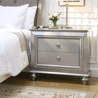 Sunvega Champagne 2-Drawer Nightstand with Sparkling Trim and Felt-Lined Storage