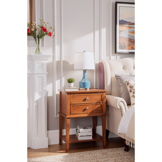 Sunvega Elegant Contemporary Nightstand with Open Shelf for Compact Storage