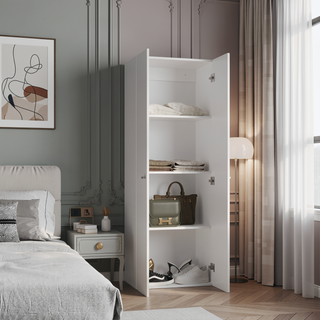 Sunvega Two-Door Compact Wardrobe with Fixed Shelves for Bedroom Storage