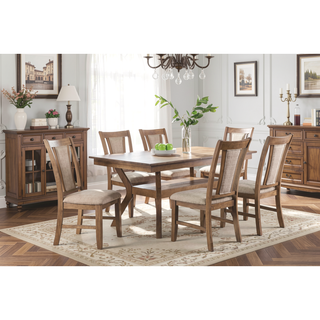 Sunvega Modern Natural Tone Dining Table with Open Lower Shelf for Kitchen