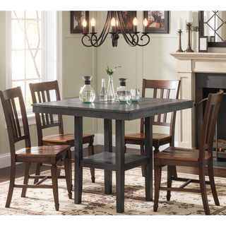 Sunvega Counter Height Dining Set with Shelve Base Table and Ladder Back Chairs