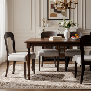 Sunvega Upholstered Dining Chairs Set of 2 with Gray Fabric Seating and Dark Brown Rubber Wood Legs