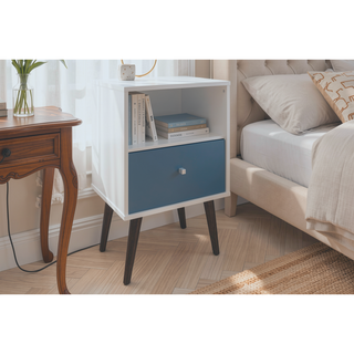 Sunvega Modern Nightstand with Drawer and Cubby for Bedroom or Living Room