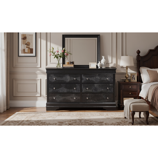 Sunvega Crystal Embellished Contemporary Dresser with Textured Drawer Fronts