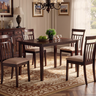 Sunvega Espresso and Beige 5-Piece Dining Set with Plush Microfiber Cushions
