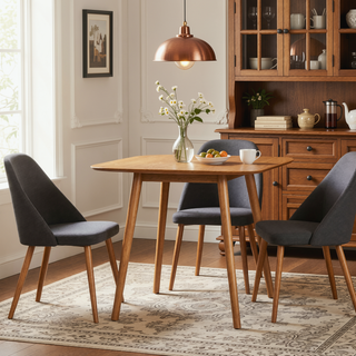 Sunvega Mid-Century Modern Faux Wood Dining Table with Tapered Splayed Legs