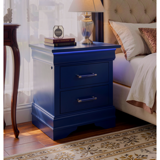 Sunvega Led Lighting 2 Drawer Nightstand with Spacious Drawers in Transitional Style