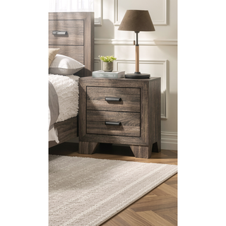 Sunvega Brown Cherry Finish Contemporary Fabric Panel Bed in One Box