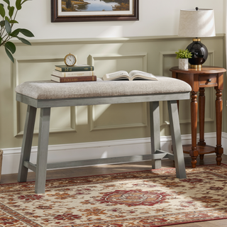 Sunvega Light Gray Finish Industrial Design Wood Frame Counter Height Bench