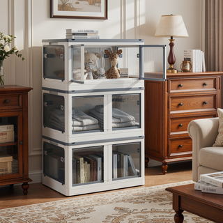 Sunvega Collapsible Storage Bins with Wheels and Lids for Effortless Stacking