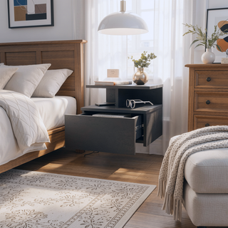 Sunvega Floating Nightstand with Drawer in Black Wengue Finish for Wall Assembly