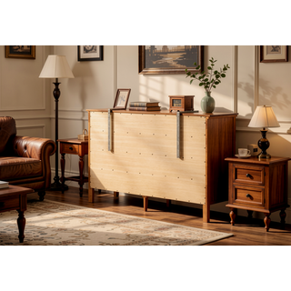 Sunvega Dark Brown Tufted Polyurethane Upholstered King Size Bed Frame