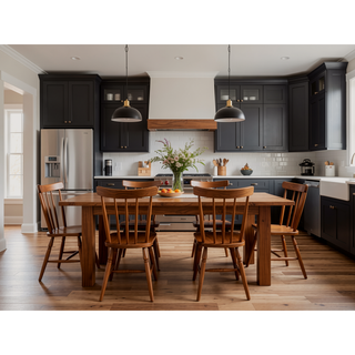 Sunvega Natural Dining Table with Wooden Legs for Stable and Durable Use