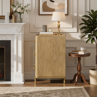 Sunvega Sand Wash Nightstand with USB Ports and Felt-Lined Drawer