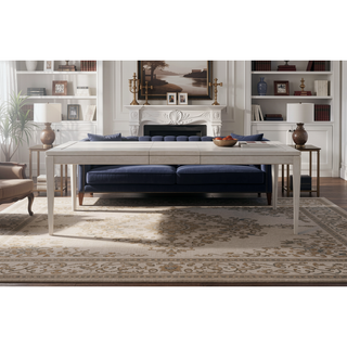 Sunvega Expandable Leg Table with Vanilla Wooden Legs and Metal Inlay