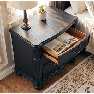 Sunvega Traditional Dark Finish Antique Metal Drawer Pull 3-Drawer Nightstand