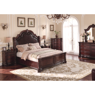 Sunvega Traditional Solid Wood Nightstand with Three Drawers and Dark Cherry Finish
