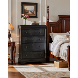 Sunvega Crystal Embellished Textured Drawer Chest Contemporary Metallic Grey