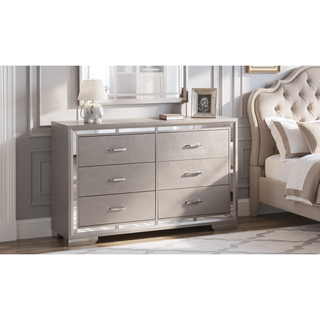 Sunvega Elegant Silver Champagne Nightstand with Two Ample Drawers for Snug Areas
