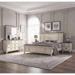 Sunvega Transitional Two-Tone Finish Nightstand with Two Storage Drawers