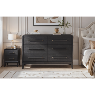 Sunvega Peppercorn Elm Veneer Six-Drawer Dresser with Cedar Lining