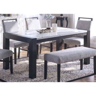 Sunvega Modern Charcoal Upholstered Dining Bench with Soft Fabric and Wooden Legs
