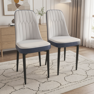 Sunvega Modern PU Leather Dining Chairs with Thick Soft Cushions and Black Metal Legs