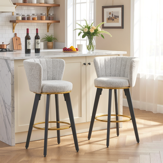 Sunvega 360 Swivel Counter Stools Set of 2 with Upholstered Backs and Goldy Footrest