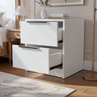 Sunvega Modern 18 Inch High Nightstand with Two Large Storage Drawers
