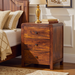 Sunvega Timeless Elegance 3-Drawer Chestnut Brown Nightstand with Clean Lines