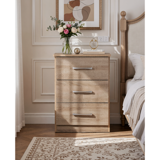 Sunvega Sandle Wood Contemporary Nightstand with Spacious Top for Compact Spaces