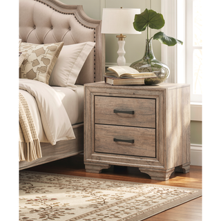 Sunvega Natural Finish Melamine Laminate Nightstand with 2 Dovetail Drawers