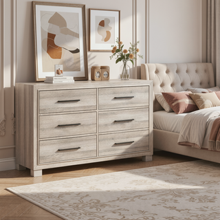 Sunvega Modern Gray Finish Two-Drawer Nightstand with Antique Brass Pulls