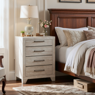 Sunvega Modern Nightstand with 2 Dovetail Drawers in Dusty Gray Oak Finish