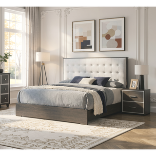 Sunvega Contemporary Dark Gray Nightstand with Two Drawers and Chrome Accents