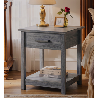 Sunvega Modern Gray Nightstand with Durable Construction for Bedroom