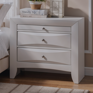 Sunvega Modern Black Nightstand with Two Storage Drawers and Pull Out Tray