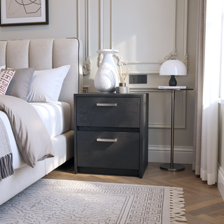 Sunvega Myrtle 2 Drawers Nightstand with Strong Metal Handles for Bedroom