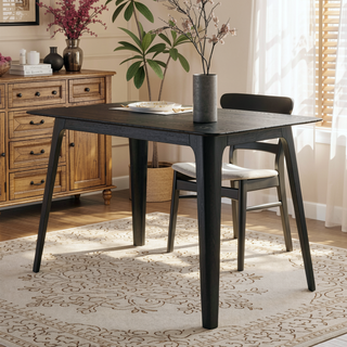Sunvega Mid-Century Modern Dining Table with Durable Rubberwood Frame and Faux Wood Top