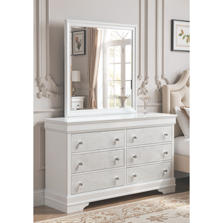 Sunvega Blaze Modern Style White Wood Dresser with Six Spacious Drawers
