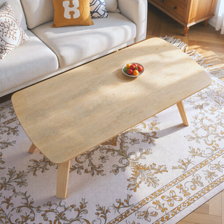 Sunvega Mid-Century Modern Natural Wood Bench with Tapered Legs for Entryway