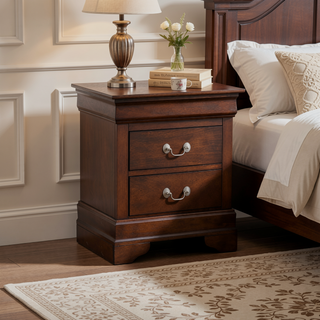 Sunvega Traditional Style Nightstand with Carved Bases and Dovetailed Drawers