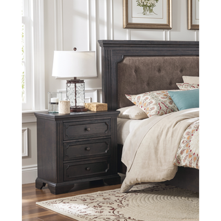 Sunvega Rustic Style Traditional Design 3-Drawers Nightstand with Charcoal Finish