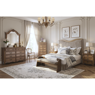Sunvega Eucalyptus Veneer 3 Drawer Oval Nightstand with USB Charging Port