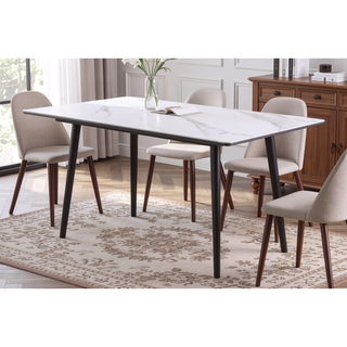 Sunvega Modern Contemporary White Sintered Stone Top Stylish Dining Table